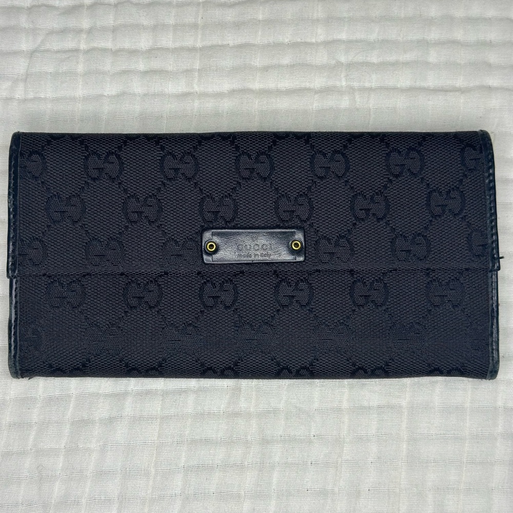 Authentic Gucci Monogram Continental Wallet In Bl… - image 1